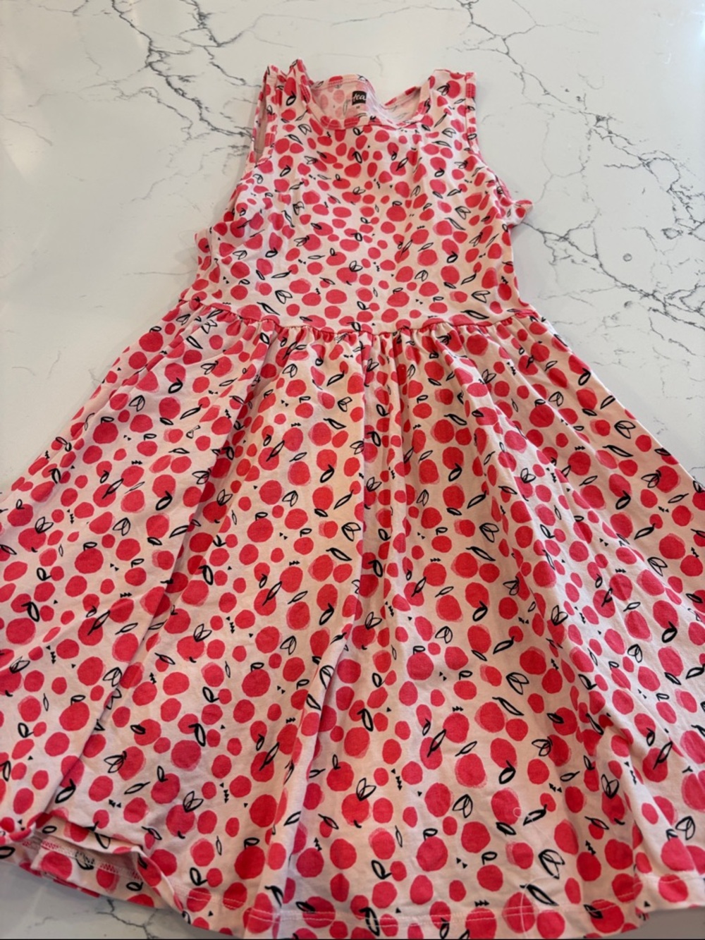 Tea Collection Pink & Red Dot Leaf Print Casual Sleeveless Dress